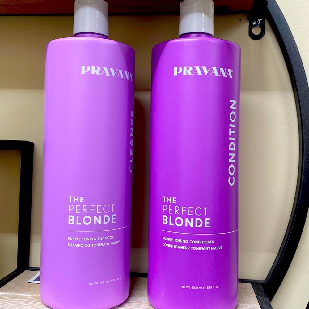 The perfect blonde, purple toning shampoo and conditioner, liter size